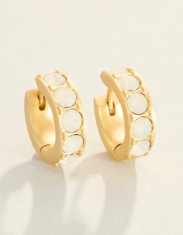 Spartina - Earrings - Lightner Hoop - 14mm White Opal - Findlay Rowe Designs