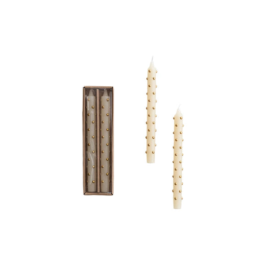 Taper Candle - Gold Dot - Cream Gold Set 2