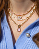 Kendra Scott- Daphne Convertible Gold Link  Necklace in Light Pink Iridescent Abalone