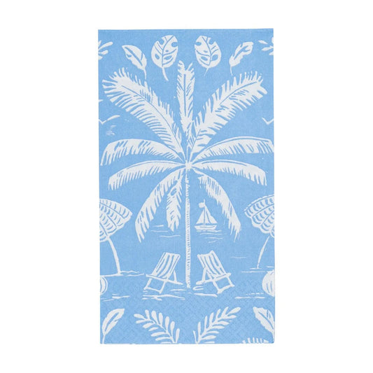 Caspari - Guest Towel Napkins - Palms And Parasols Ocean - Findlay Rowe Designs