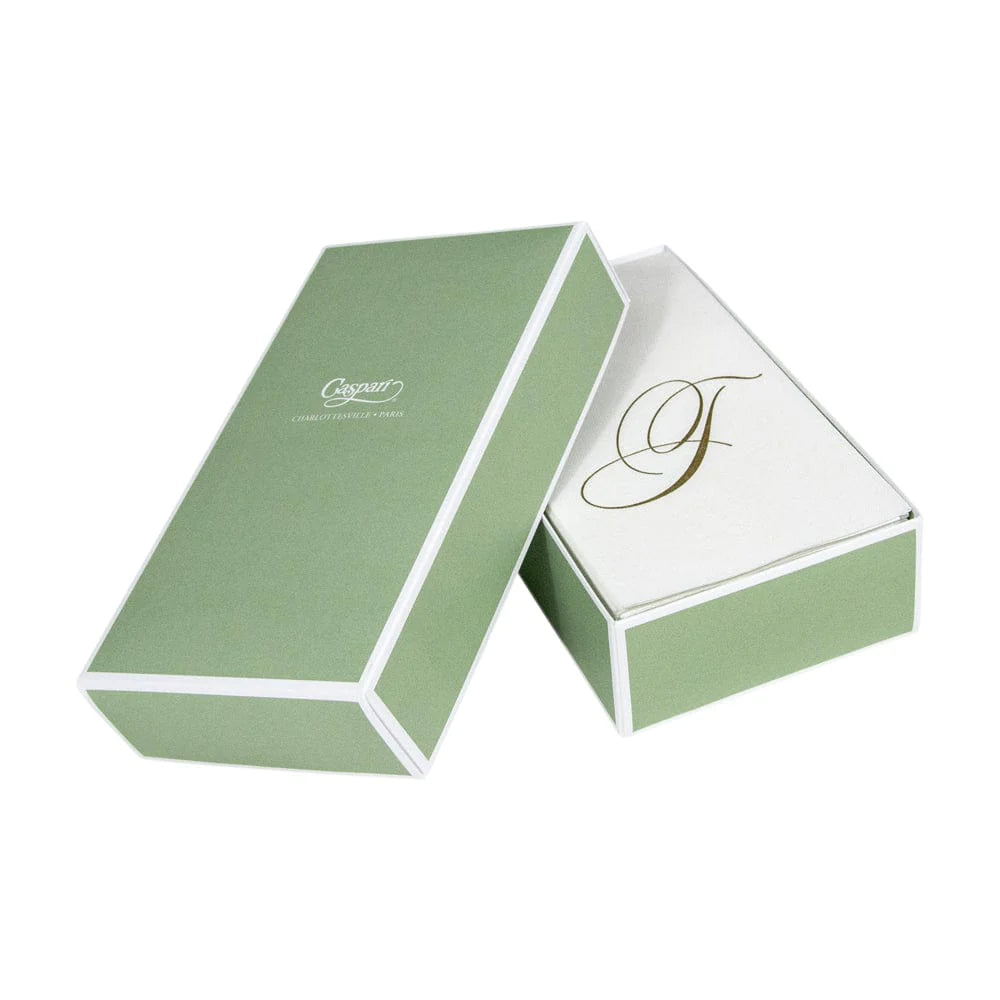 Caspari - Guest Towel Napkin - White Pearl-Paper Linen Napkin - Monogram - Findlay Rowe Designs