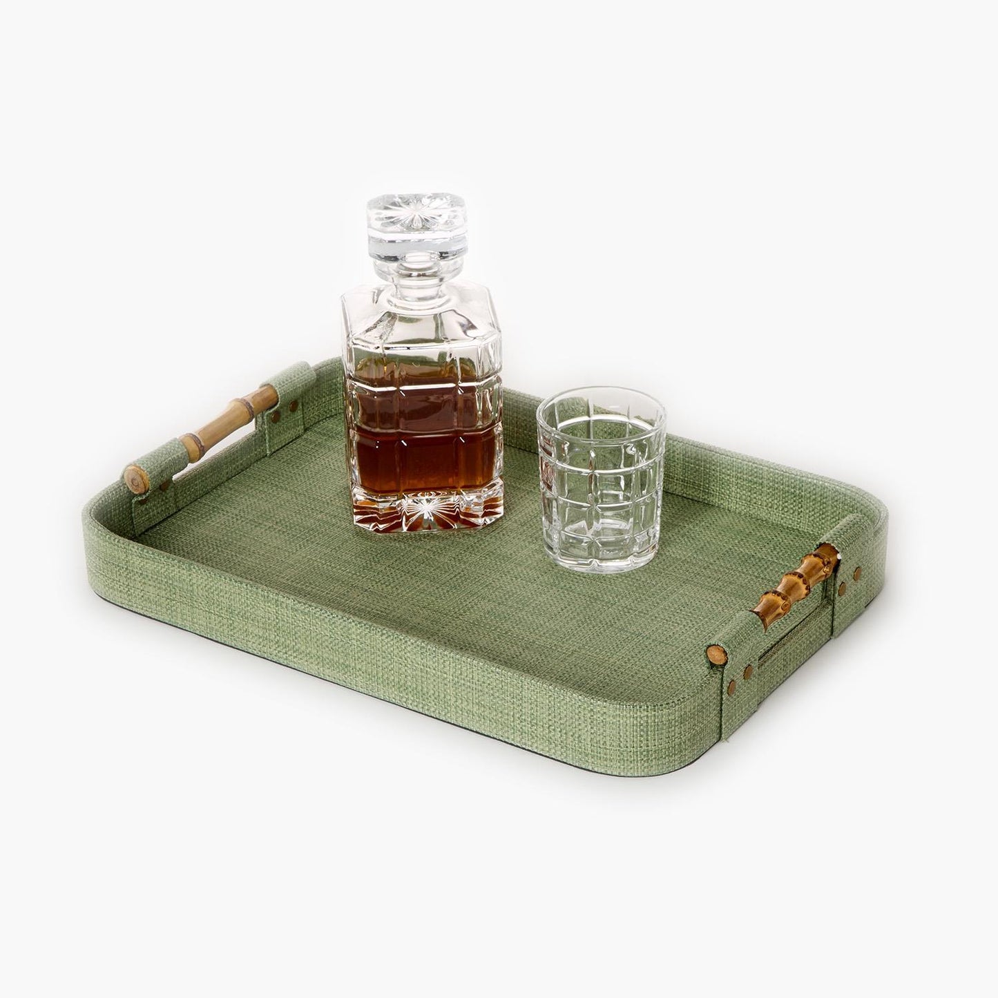 Serving Tray - Faux Seagrass Tray - Monaco Green - Findlay Rowe Designs