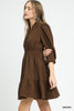 Umgee - Dress - Ruffle Trim Textured Babydoll - Brown - Findlay Rowe Designs