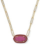 Kendra Scott - Necklace - Elisa Enamel Frame Gold Paperclip -  Gold Maroon Magnesite - Findlay Rowe Designs
