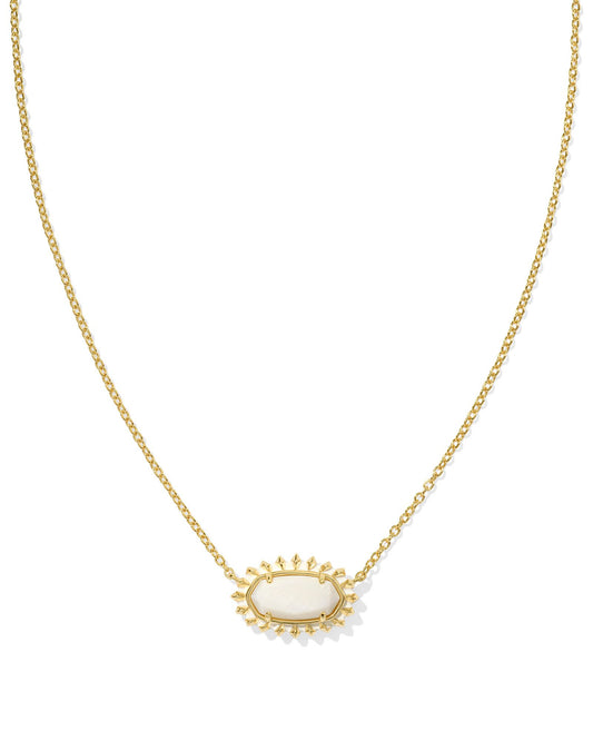 Kendra Scott - Elisa Color Burst Frame Short Pendant Necklace - Gold White Mother Of Pearl - Findlay Rowe Designs