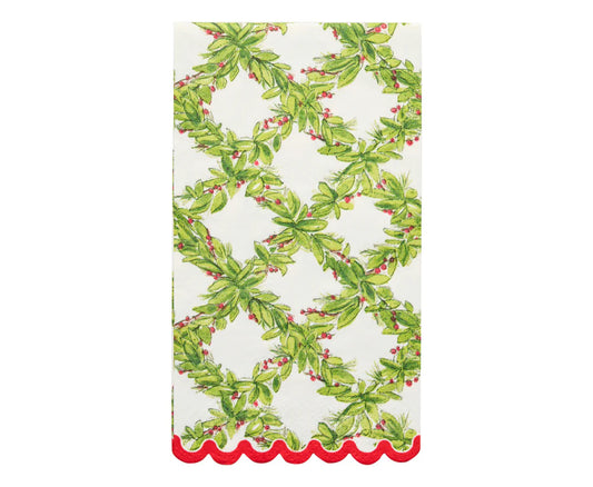 Sophistiplate - Scallop Guest Towel Napkin - Holly Berry