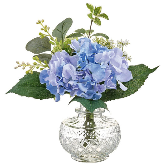 Hydrangea Snowball Dill - Glass Vase - 10in - Findlay Rowe Designs