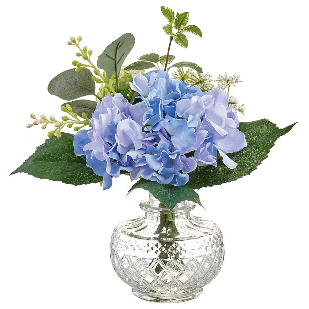 Hydrangea Snowball Dill - Glass Vase - 10in - Findlay Rowe Designs