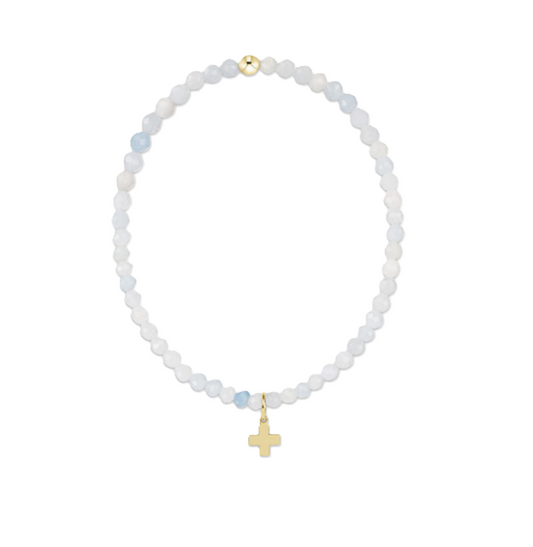 Enewton - Classic Aquamarine 3mm Bracelet - Signature Cross Gold Charm - Findlay Rowe Designs