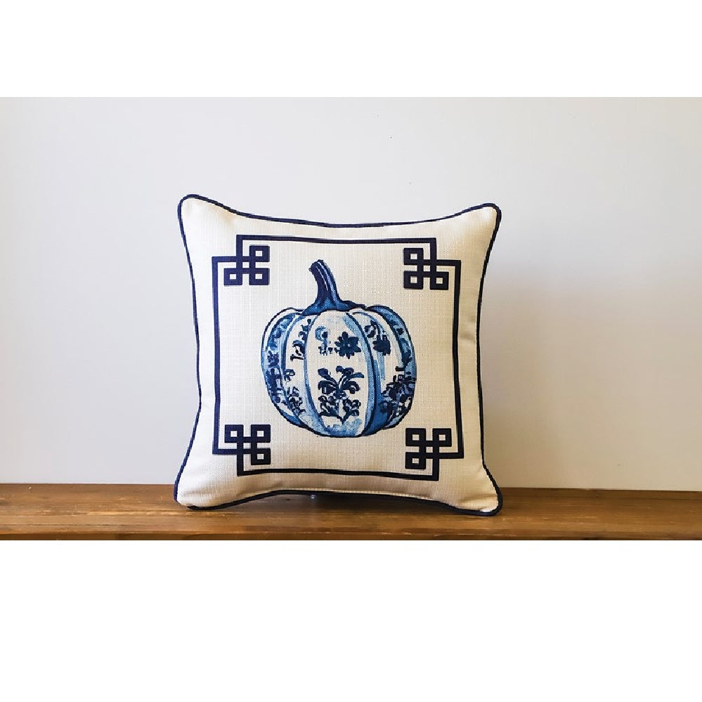 Little Birdie - Pillow - Greek Key Chinoiserie Pumpkin - Findlay Rowe Designs