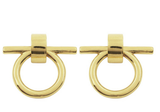 CXC- Gold Plated Circle and Bar Earrings