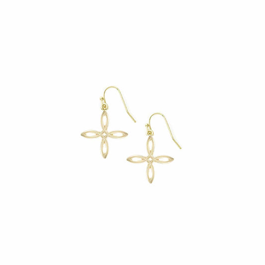 Natalie Wood - She's Classic Mini Cross Drop Earrings in Gold - Findlay Rowe Designs