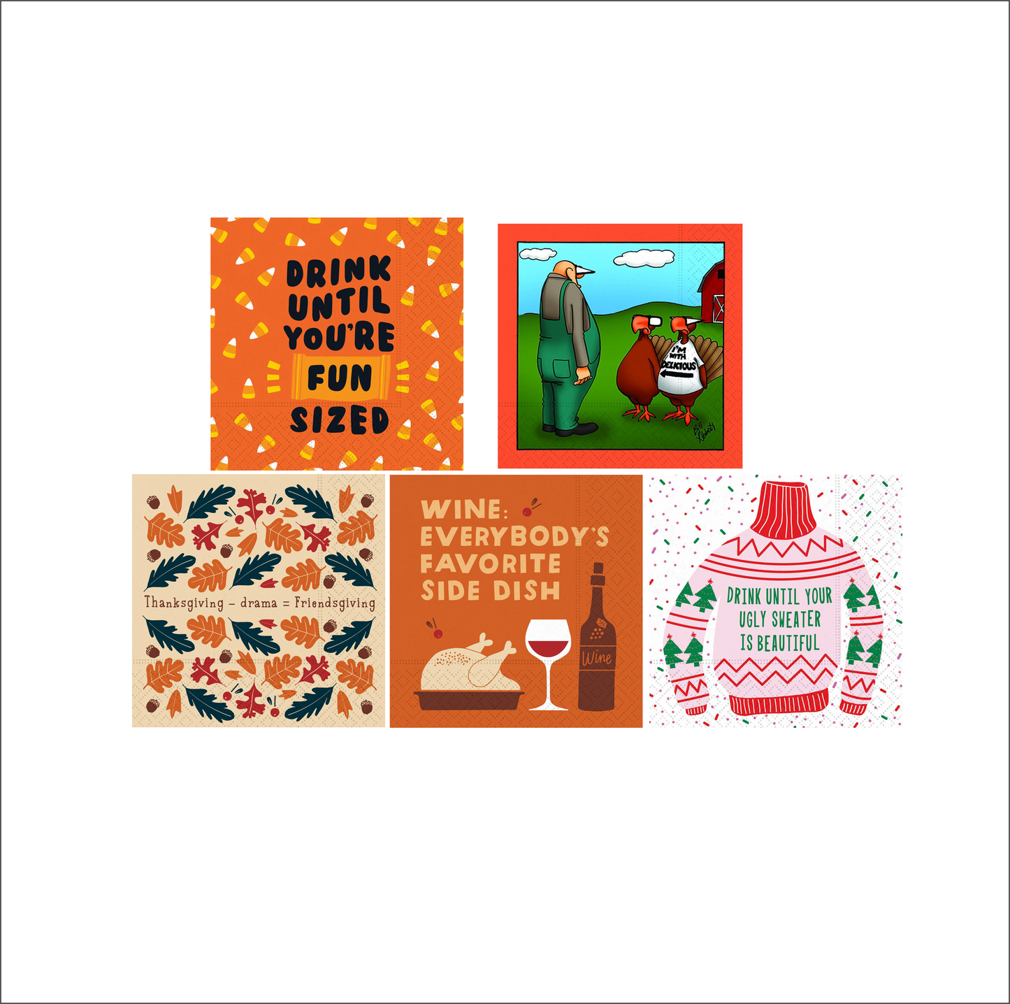 Cocktail Napkins - Holiday Funnies