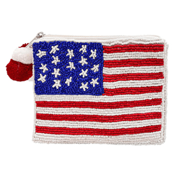 American Flag Beaded Coin Pouch - Findlay Rowe Designs
