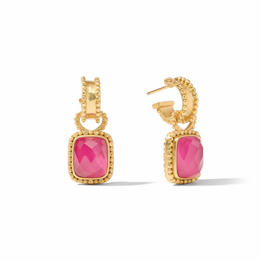 Julie Vos - Marbella Hoop & Charm Earring  - Iridescent Raspberry - Findlay Rowe Designs