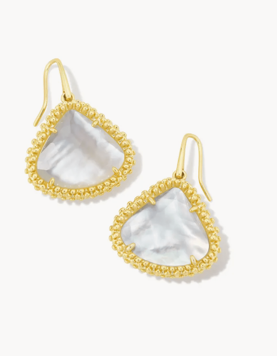 Framed Kendall Gold Large Drop Earrings in Ivory Mother-of-Pearl - Findlay Rowe Designs