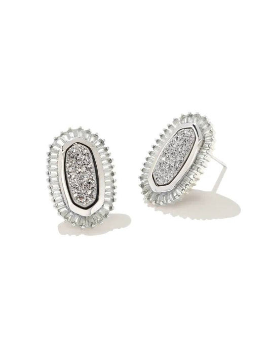 Kendra Scott - Baguette Ellie Silver Stud Earrings in Platinum Drusy - Findlay Rowe Designs