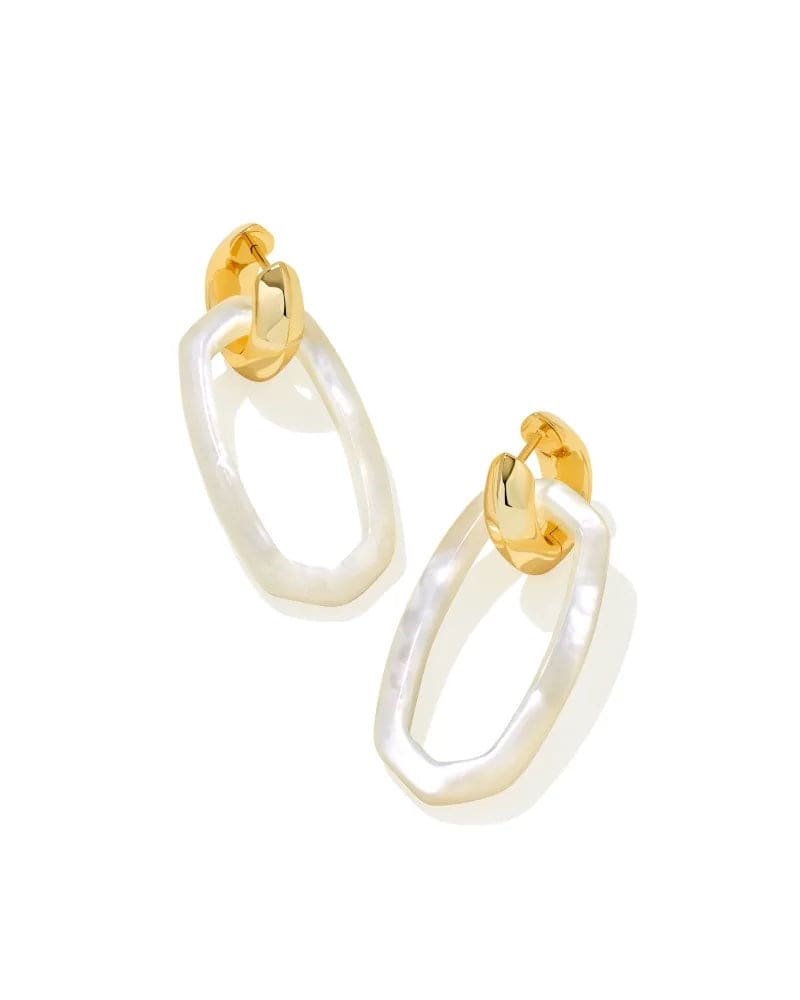 kendra Scott - Danielle Gold Convertible Link Earrings In Ivory Mother-Of-Pearl - Findlay Rowe Designs