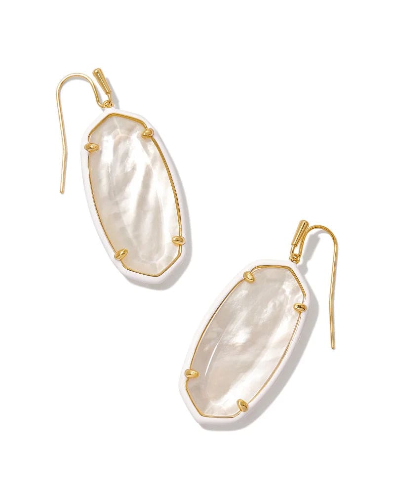 Kendra Scott - Elle Gold Enamel Framed Drop Earrings in Ivory Mix - Findlay Rowe Designs
