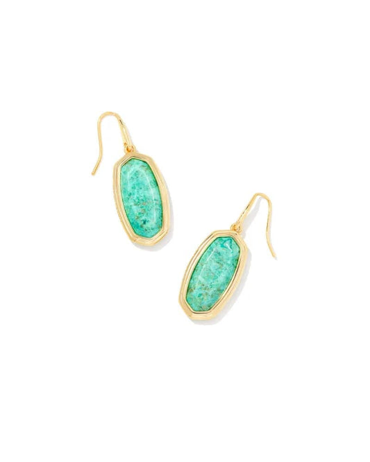 Kendra Scott - Framed Dani Gold Drop Earrings In Sea Green Chrysocolla - Findlay Rowe Designs