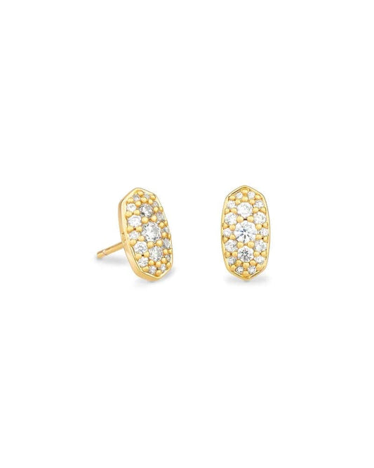 Kendra Scott - Grayson Gold Stud Earrings - White Crystal - Findlay Rowe Designs
