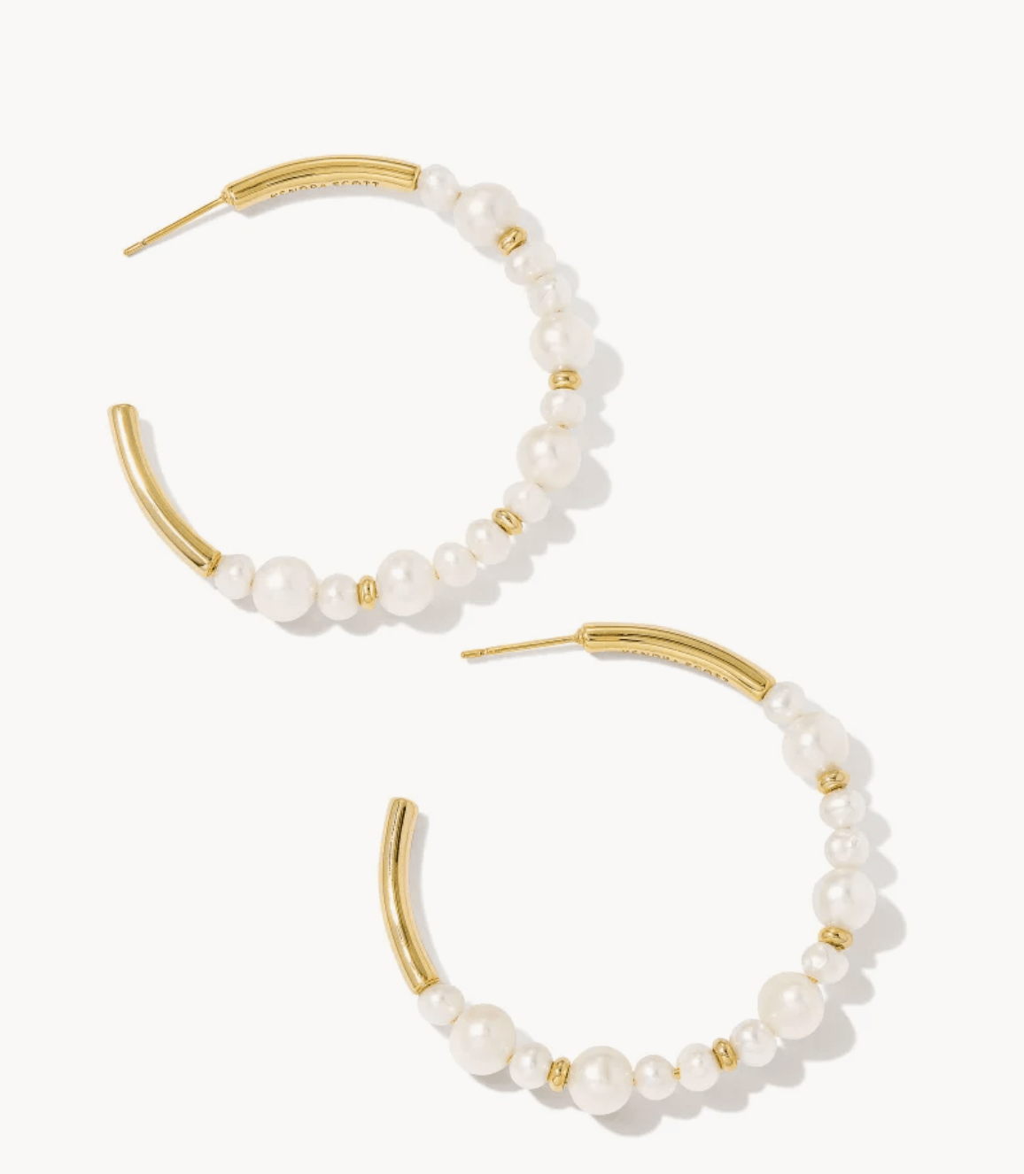 KENDRA SCOTT - Jovie Gold Beaded Hoop Earrings in White Pearl - Findlay Rowe Designs