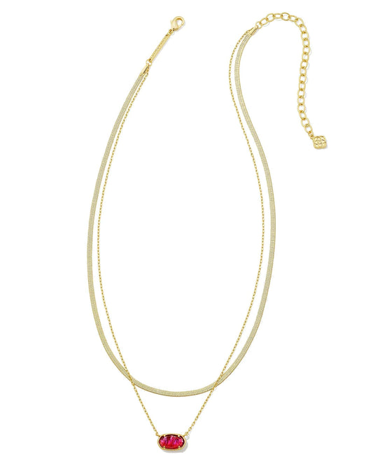 Kendra Scott - Grayson Herringbone Gold Multi Strand Necklace - Light Burgundy Illusion - Findlay Rowe Designs