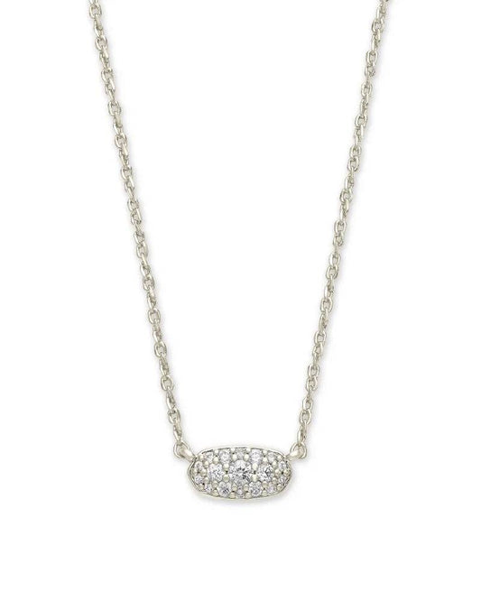 Kendra Scott - Grayson Silver Pendant Necklace - White Crystal - Findlay Rowe Designs