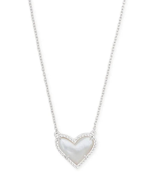 Kendra Scott -  Ari Heart Silver Pendant Necklace in Ivory Mother-of-Pearl - Findlay Rowe Designs