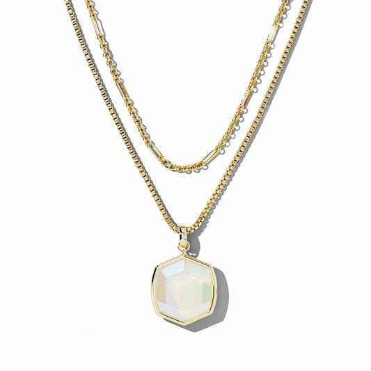 Kendra Scott - Davis Chain Triple Strand Necklace in Iridescent Opalite Glass - Findlay Rowe Designs