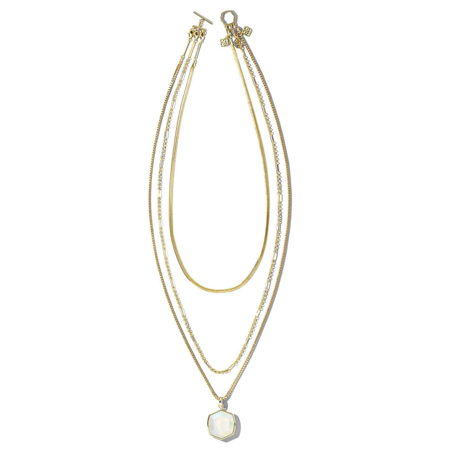Kendra Scott - Davis Chain Triple Strand Necklace in Iridescent Opalite Glass - Findlay Rowe Designs