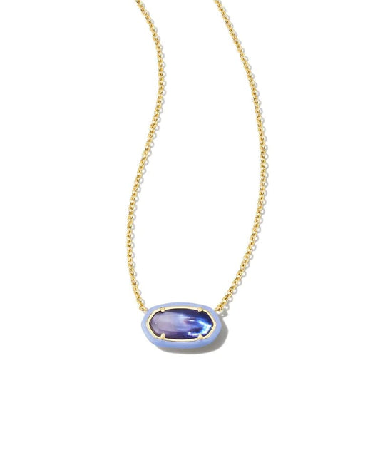 Kendra Scott - Elisa Gold Enamel Framed Short Pendant Necklace in Dark Lavender - Findlay Rowe Designs