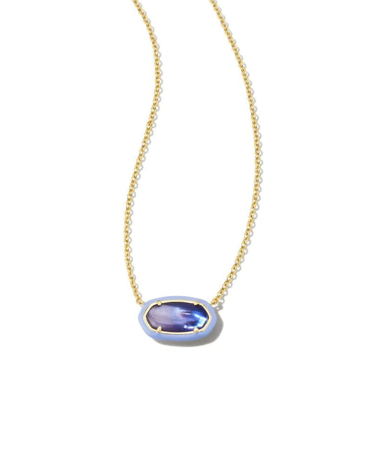 Kendra Scott - Elisa Gold Enamel Framed Short Pendant Necklace - Dark Lavender - Findlay Rowe Designs