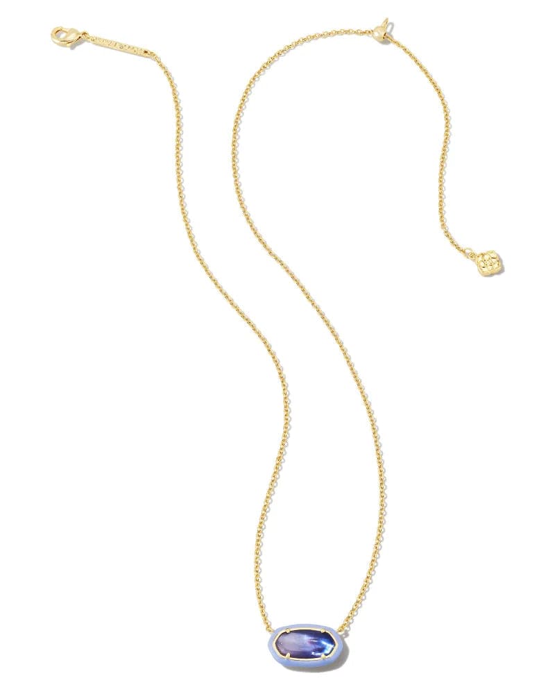 Kendra Scott - Elisa Gold Enamel Framed Short Pendant Necklace in Dark Lavender - Findlay Rowe Designs