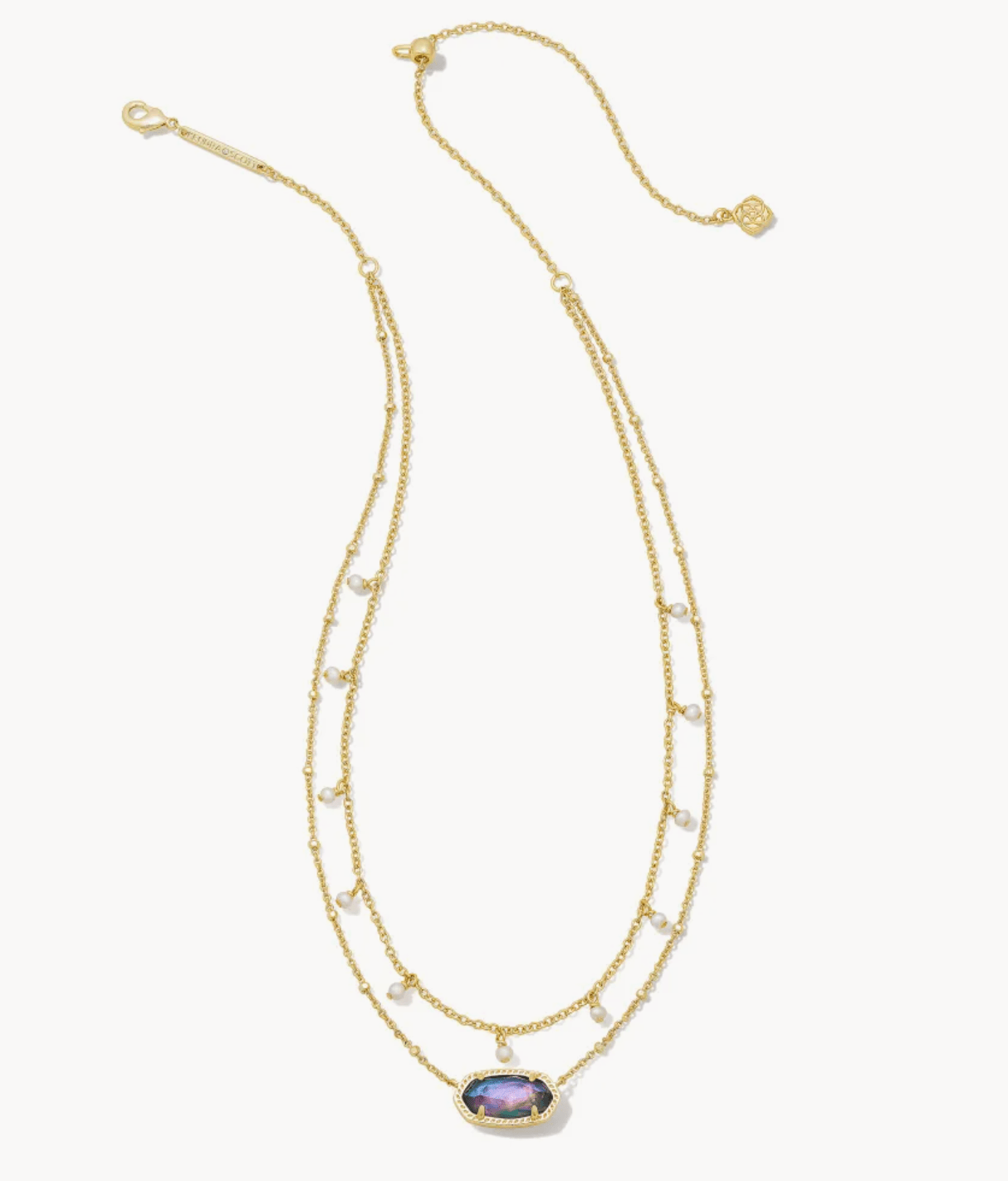 Kendra Scott Elisa Multi Strand Pendant Necklace In Abalone Shell / Silver  | eBay