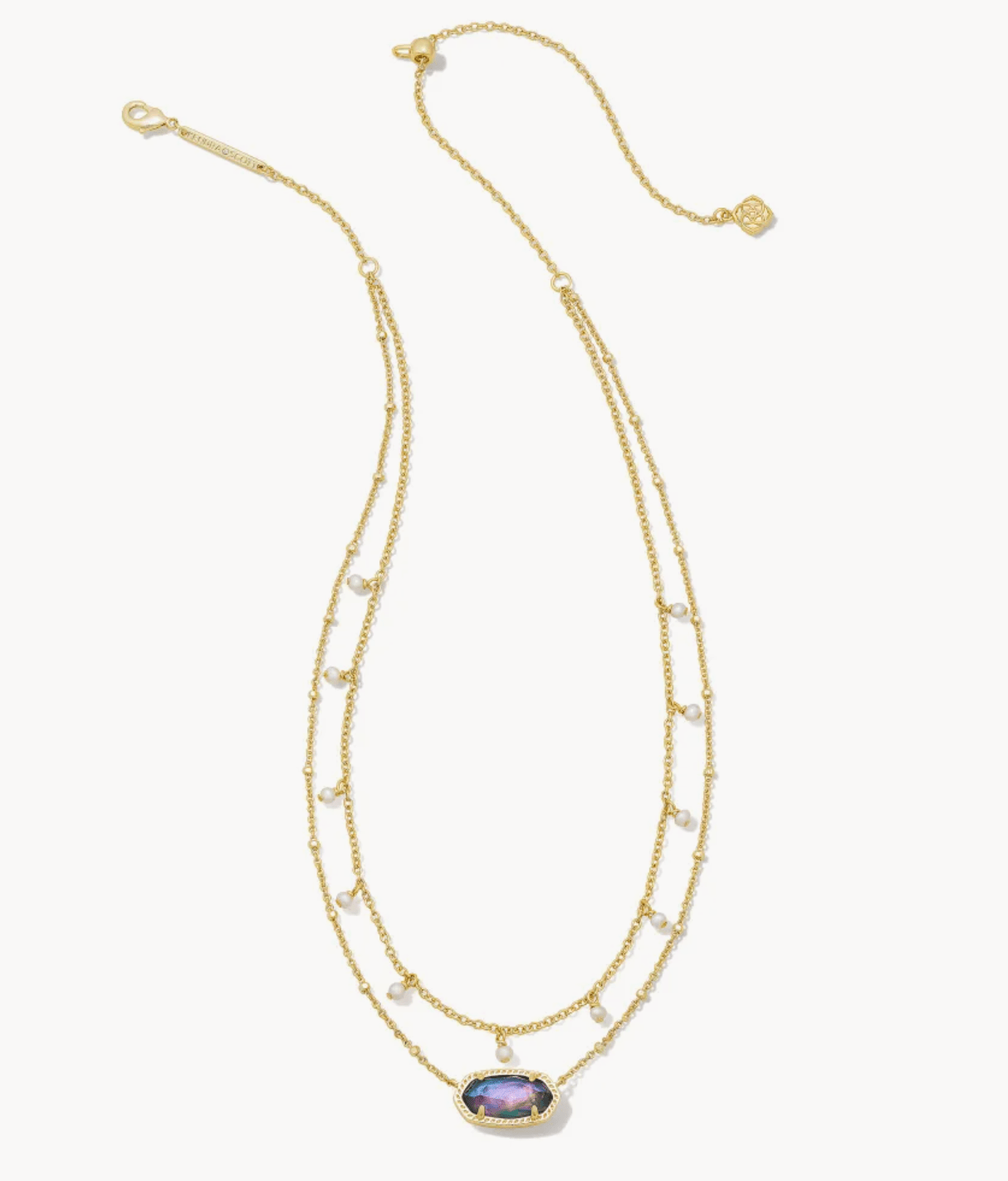 Kendra Scott Elisa Gold Pearl Multi Strand Necklace in Lilac