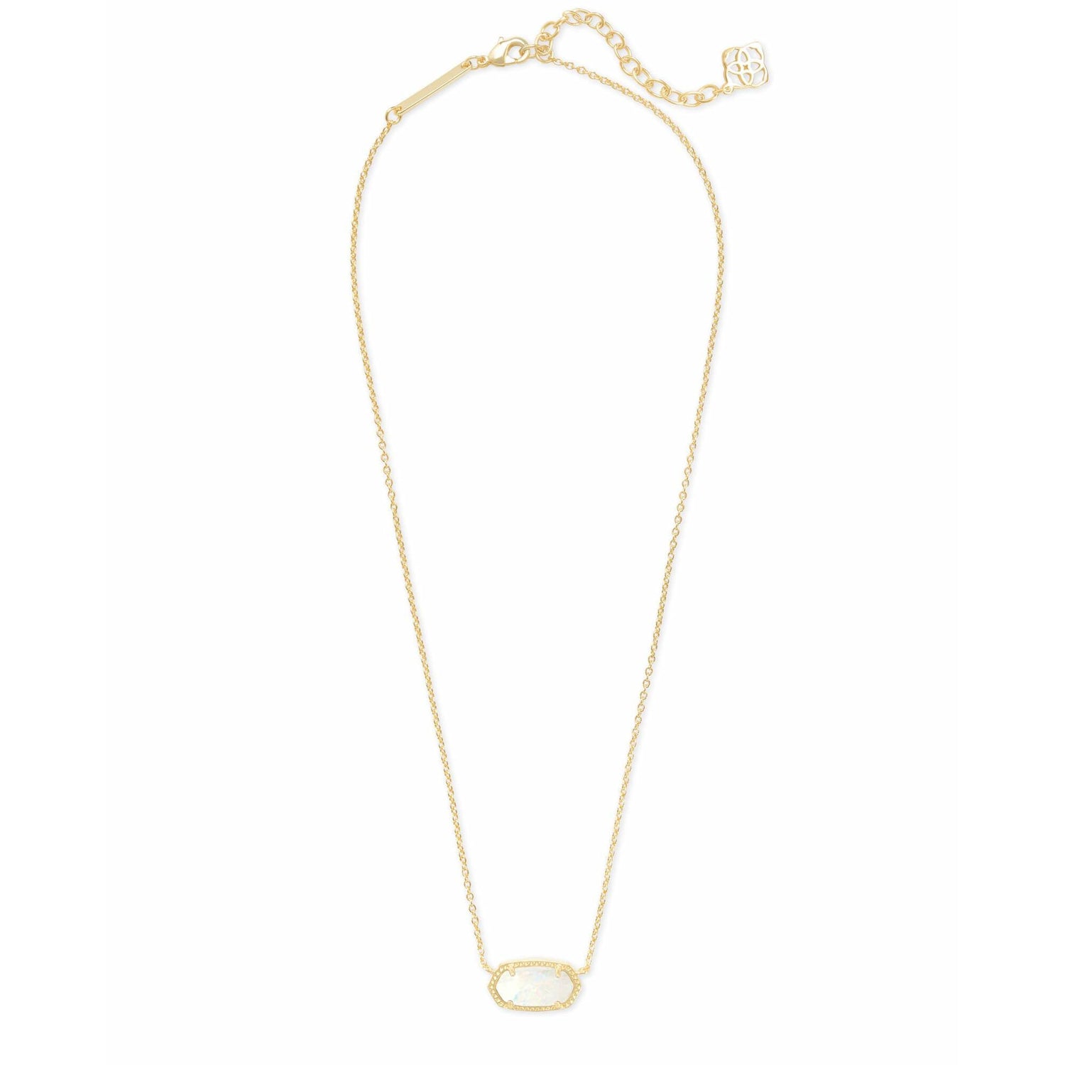 Kendra Scott Elisa Gold Pendant Necklace In White Kyocera Opal