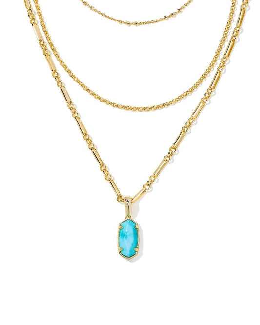 Kendra Scott - Elisa Gold Triple Strand Necklace in Light Blue Magnesite - Findlay Rowe Designs