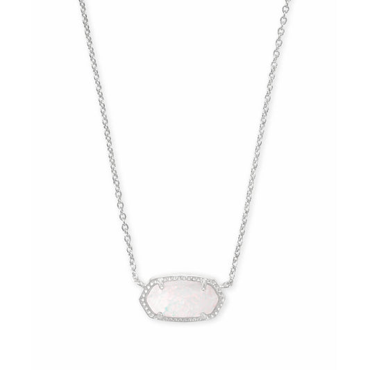 Kendra Scott - Elisa Silver Pendant Necklace In White Kyocera Opal - Findlay Rowe Designs