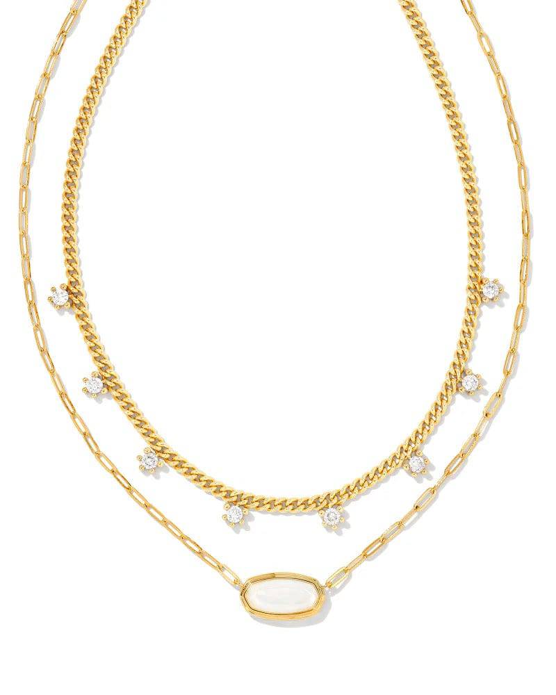 KENDRA SCOTT- Framed Elisa Gold Multi Strand Necklace in Iridescent Opalite Illusion - Findlay Rowe Designs