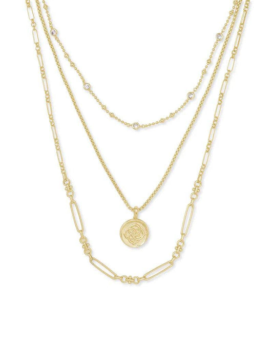 KENDRA SCOTT- Medallion Coin Multi Strand Necklace in Gold - Findlay Rowe Designs