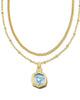 Kendra Scott - Davie Intaglio Gold Multi Strand Necklace - Light Sky Blue Glass - Findlay Rowe Designs