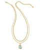 Kendra Scott - Davie Intaglio Gold Multi Strand Necklace - Light Sky Blue Glass - Findlay Rowe Designs