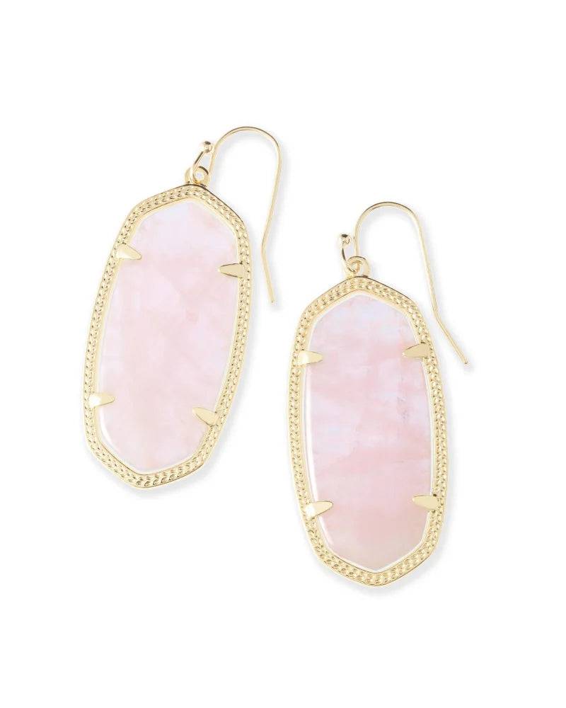 KENDRA SCOTT- Elle Gold Drop Earrings in Rose Quartz - Findlay Rowe Designs