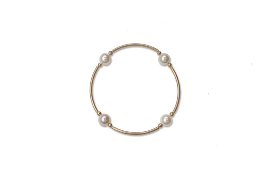 8MM White Pearl  Blessing Bracelet with Gold-filled Links - Findlay Rowe Designs