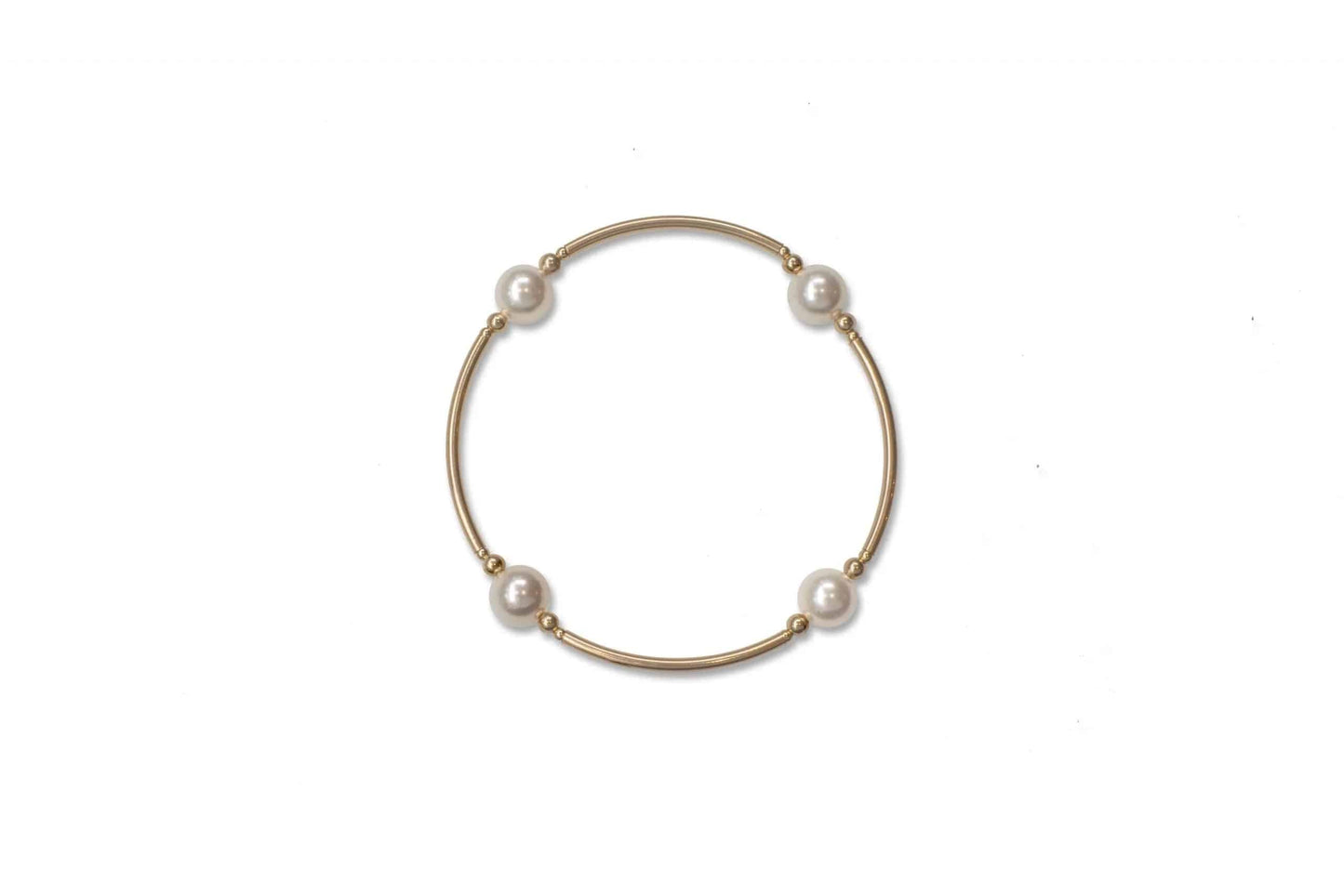 8MM WHITE PEARL BLESSING BRACELET WITH GOLD-FILLED LINKS - Findlay Rowe Designs