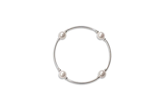 8MM WHITE PEARL BLESSING BRACELET WITH Sterling SIlver Links - Findlay Rowe Designs