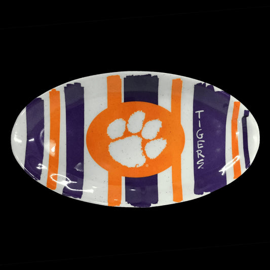 Clemson 12" Oval Striped Tray | Clemson - Findlay Rowe Designs