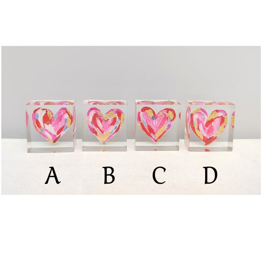Acrylic Art - 2in Block -Assorted Heart