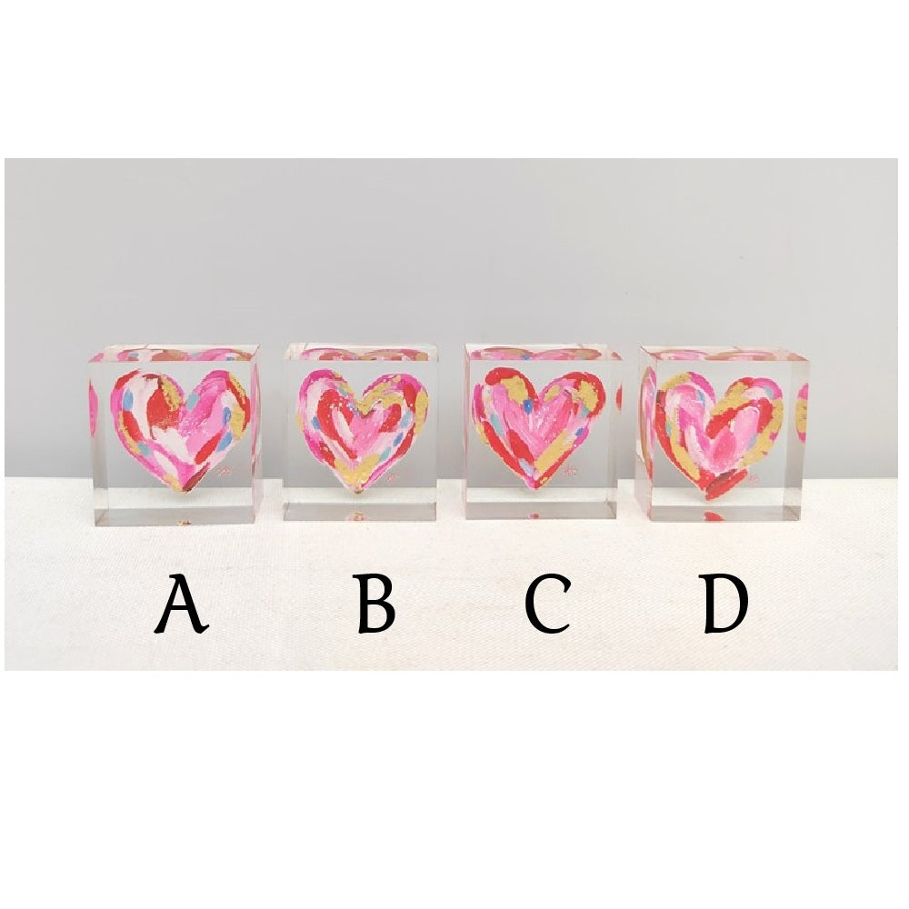 Acrylic Art - 2in Block -Assorted Heart